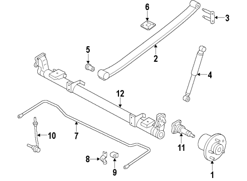 2010 Ford Transit Connect Rear Axle, Stabilizer Bar, Suspension Components Axle Beam Diagram for 9T1Z-4B435-A