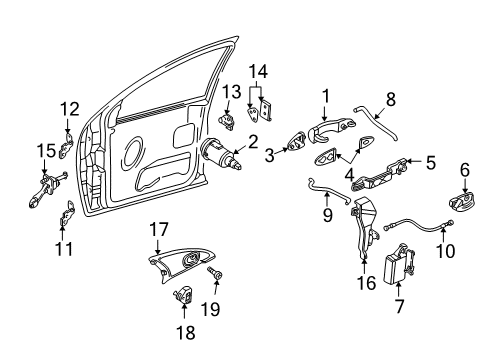 2002 Ford Focus Door - Lock & Hardware Latch Assembly Diagram for 6S4Z-5421813-D