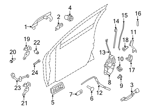 2009 Ford Focus Door - Lock & Hardware Handle, Outside Diagram for 8S4Z-5422404-AA