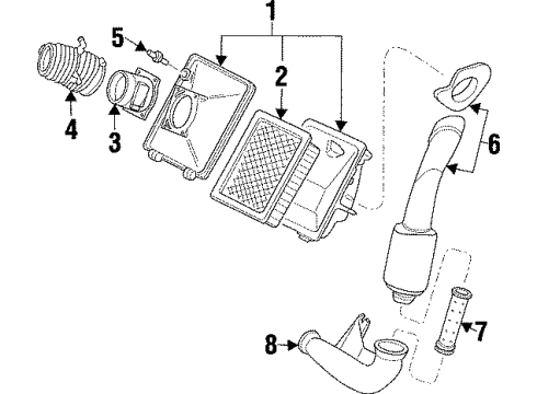 1998 Mercury Sable Air Intake Air Cleaner Assembly Diagram for XF1Z9600BA