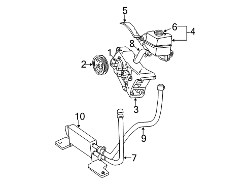2001 Ford Explorer Sport Trac P/S Pump & Hoses, Steering Gear & Linkage Power Steering Pump Diagram for 1L2Z-3A674-EBRM