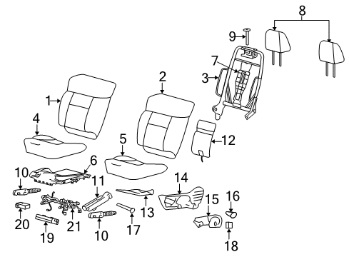 2007 Lincoln Mark LT Front Seat Components Module Diagram for 1X4Z-14C724-AA