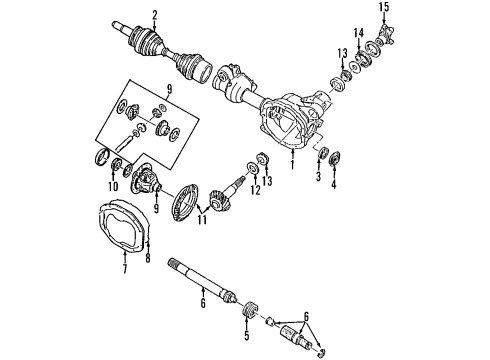 1999 Ford Explorer Front Axle, Differential, Propeller Shaft Outer Joint Assembly Diagram for F57Z-3B437-BA