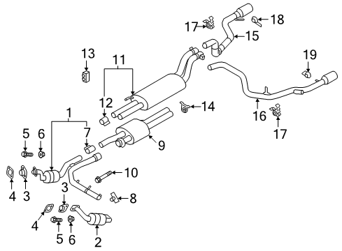 2019 Ford F-150 Exhaust Components Muffler Rear Bracket Diagram for FL3Z-5260-A