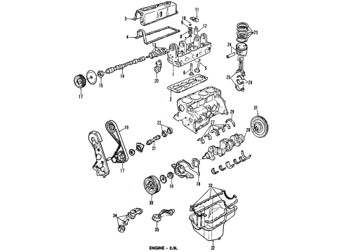 1987 Ford Aerostar Engine Parts, Mounts, Cylinder Head & Valves, Camshaft & Timing, Oil Pan, Oil Pump, Crankshaft & Bearings, Pistons, Rings & Bearings Timing Gear Set Diagram for YF1Z-6B290-AA