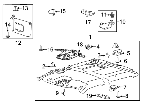 2022 Ford F-350 Super Duty Interior Trim - Cab Sunvisor Diagram for HC3Z-2504105-NB