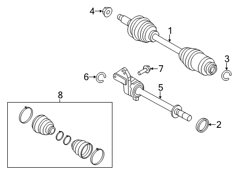 2009 Lincoln MKZ Drive Axles - Front Axle Assembly Diagram for 8H6Z-3A428-A