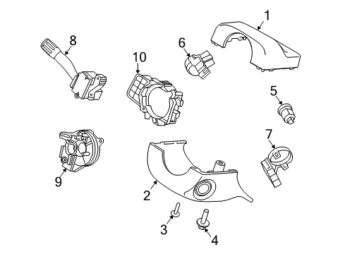 2010 Ford Taurus Shroud, Switches & Levers Upper Column Cover Diagram for AG1Z-3530-AE