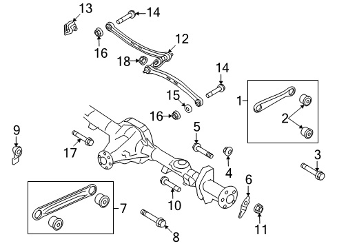 2007 Lincoln Town Car Rear Suspension Components, Lower Control Arm, Upper Control Arm, Ride Control, Stabilizer Bar Mount Bracket Lock Nut Diagram for -W520517-S436