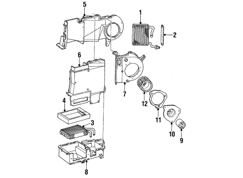 1995 Ford Aerostar Heater Core & Control Valve Heater Core Diagram for E99Z-18476-A