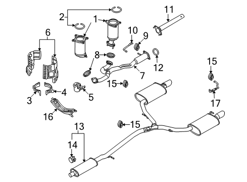 2012 Lincoln MKS Exhaust Components Intermed Pipe Diagram for AG1Z-5A212-A