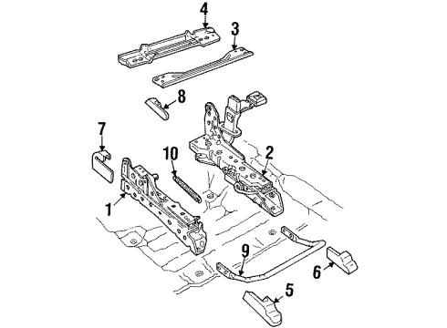 1998 Ford Crown Victoria Tracks & Components Adjust Handle Diagram for F5VY-54603A86-A