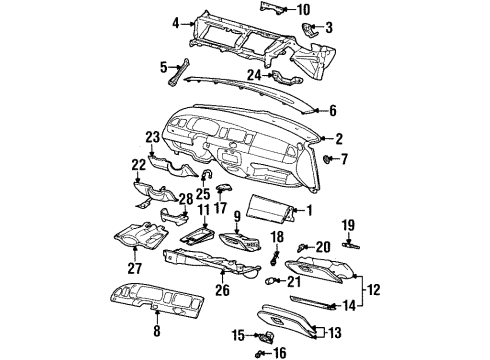 2000 Lincoln Town Car Instrument Panel Latch Cover Diagram for F7OZ54061A40AAA