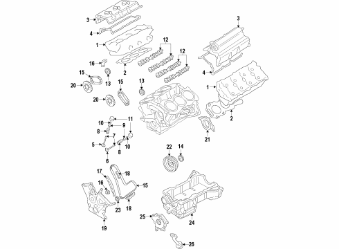2008 Ford Taurus X Engine Parts, Mounts, Cylinder Head & Valves, Camshaft & Timing, Variable Valve Timing, Oil Pan, Oil Pump, Crankshaft & Bearings Valve Lifters Diagram for AT4Z-6500-CAA