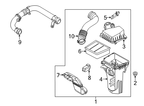 2015 Ford Fiesta Air Intake Air Cleaner Assembly Diagram for C1BZ-9600-L
