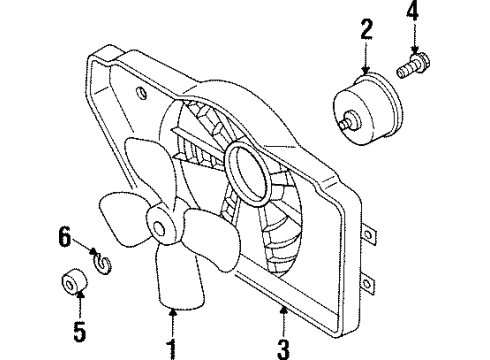 1993 Ford Probe Cooling System, Radiator, Water Pump, Cooling Fan Fan Shroud Diagram for F32Z8146A