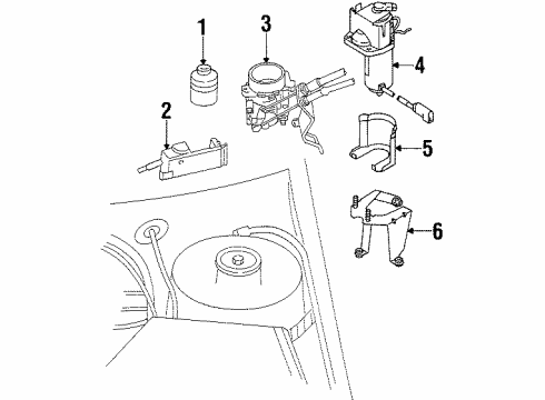 1995 Ford Contour Cruise Control System Actuator Cable Diagram for F5RZ-9A820-A