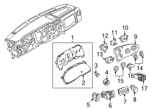 2010 Ford E-250 Instruments & Gauges Bulb Diagram for FOZZ-13B765-A