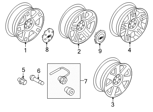 2007 Ford F-150 Wheels Wheel Diagram for 4L3Z-1007-AB
