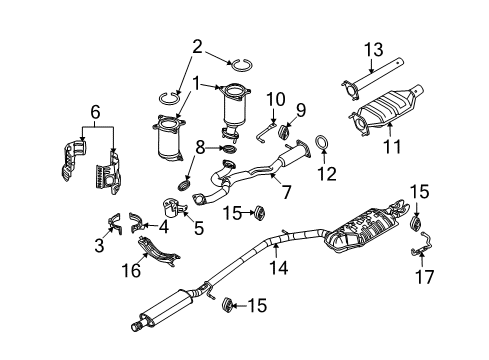 2008 Mercury Sable Exhaust Components Front Pipe Hanger Diagram for 8G1Z-5A204-B