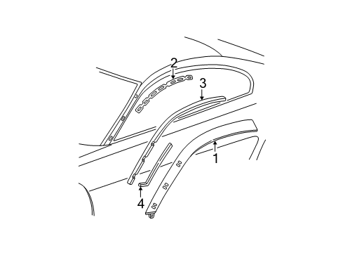 2004 Ford Mustang Exterior Trim - Roof Pillar Molding Seal Diagram for 3R3Z-6351822-AA