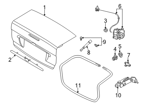 2000 Ford Focus Trunk Latch Diagram for 6S4Z-5443150-F
