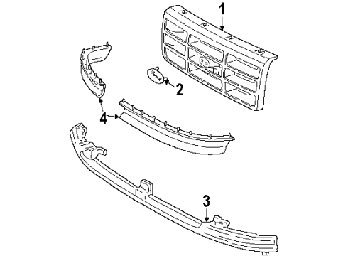 1995 Ford Bronco Grille & Components Grille Diagram for F4TZ-8200-A