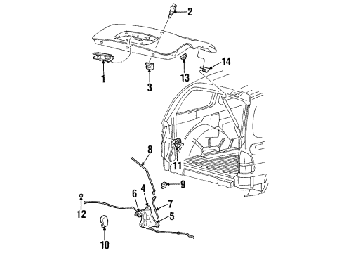 1999 Ford Windstar Lift Gate - Lock & Hardware Actuator Diagram for 2F2Z-16431A38-AA