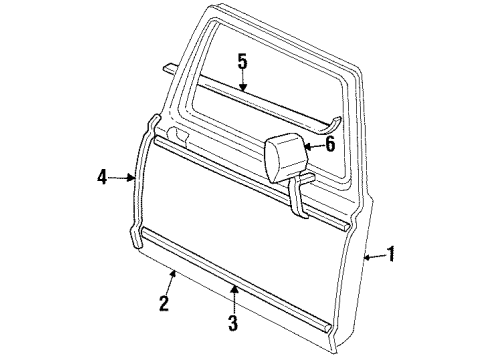1994 Ford F-250 Front Door & Components, Outside Mirrors, Exterior Trim Mirror Glass Diagram for F2TZ-17K707-B