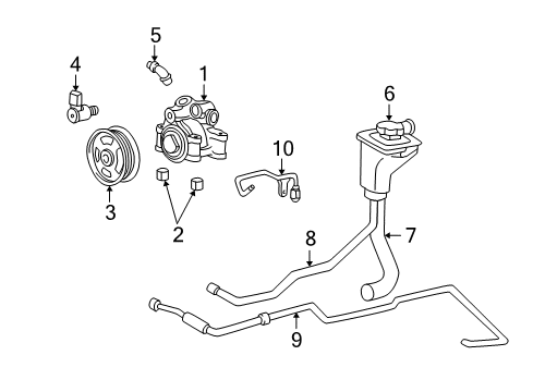 2005 Ford Thunderbird P/S Pump & Hoses, Steering Gear & Linkage Lower Return Tube Diagram for XW4Z-3A713-AB