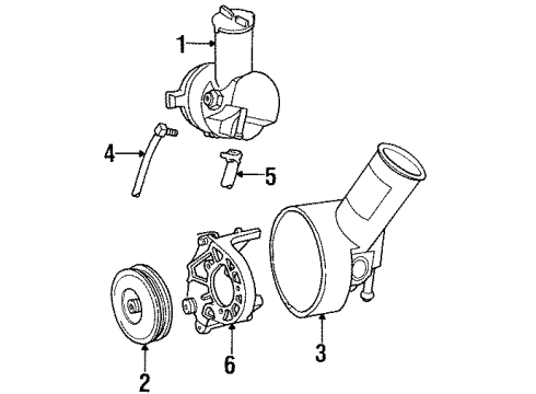 1992 Mercury Sable P/S Pump & Hoses, Steering Gear & Linkage Power Steering Pump Diagram for F19Z-3A674-ABRM