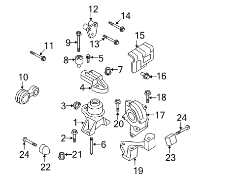 2008 Ford Fusion Engine & Trans Mounting Strut Bracket Mount Bolt Diagram for -W712645-S440