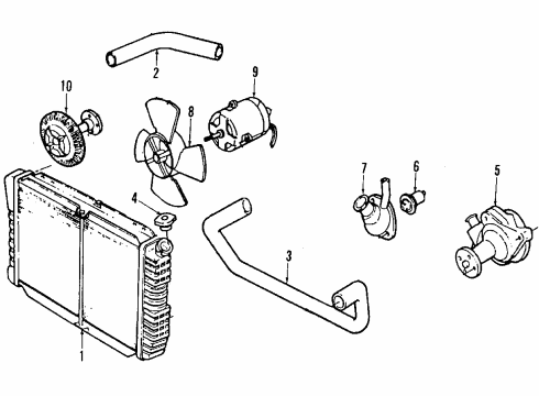 1987 Ford Mustang Cooling System, Radiator, Water Pump, Cooling Fan Water Pump Assembly Diagram for F3ZZ-8501-B