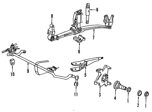 1997 Ford F-250 Front Suspension Components, Stabilizer Bar Lower Ball Joint Diagram for F6TZ-3050-EA
