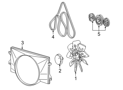 1999 Ford E-150 Econoline Belts & Pulleys Serpentine Tensioner Diagram for 5L3Z-6B209-AA