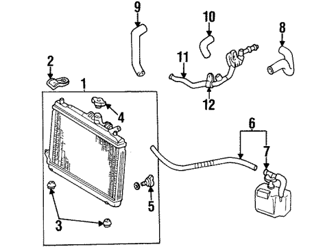 1996 Ford Aspire Radiator & Components Radiator Assembly Diagram for F4BZ8005B