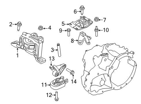2016 Ford Focus Engine & Trans Mounting Upper Bracket Diagram for BV6Z-7M125-A