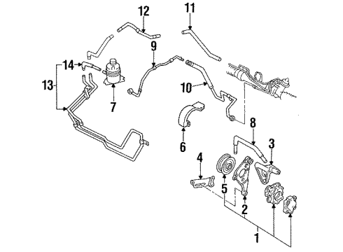 1993 Ford Probe P/S Pump & Hoses, Steering Gear & Linkage Return Pipe Diagram for F32Z3A713A