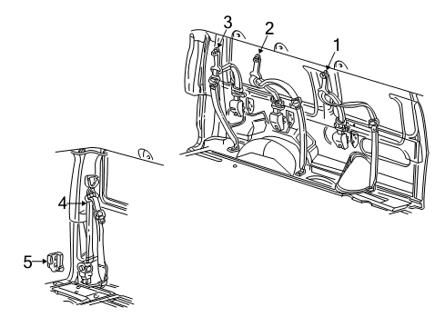 1996 Ford E-150 Econoline Club Wagon Rear Seat Belts Seat Belt Assembly Diagram for F6UZ-16611B68-LLL