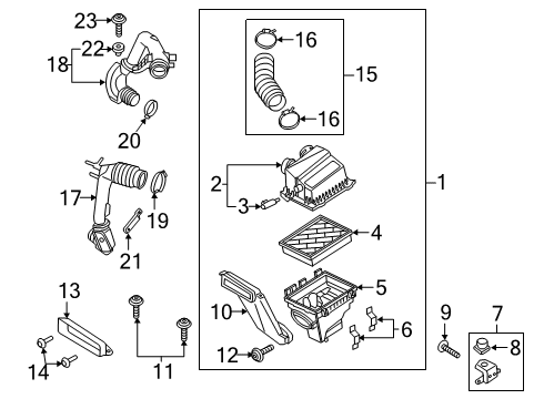 2022 Ford Edge Air Intake Inlet Hose Clamp Diagram for F2GZ-9C632-B