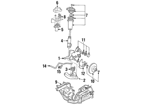 1987 Ford Thunderbird Front Suspension Components, Lower Control Arm, Stabilizer Bar Stabilizer Bar Adapter Diagram for E6SZ-5B482-A