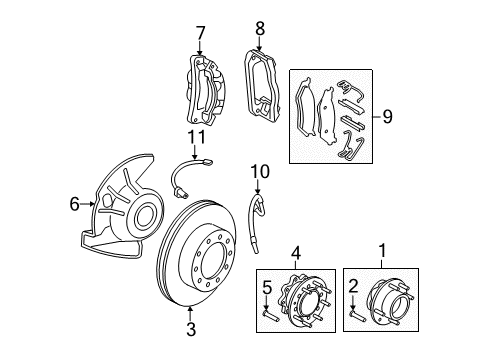 2015 Ford F-250 Super Duty Front Brakes Hub Assembly Wheel Stud Diagram for -W706504-S436