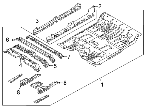2014 Ford F-150 Floor Reinforcement Diagram for AL3Z-1610142-A