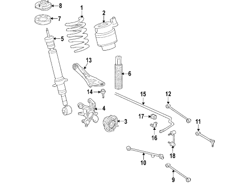 2013 Lincoln Navigator Rear Suspension Components, Lower Control Arm, Upper Control Arm, Ride Control, Stabilizer Bar Coil Spring Diagram for AL1Z-5560-F