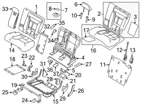 2014 Lincoln MKX Rear Seat Components Module Diagram for 7E5Z-14C724-A