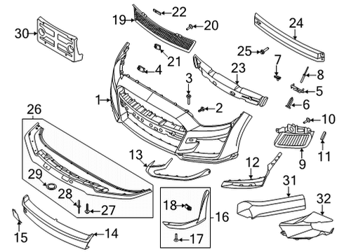 2022 Ford Mustang Bumper & Components - Front Valance Screw Diagram for -W716492-S450B