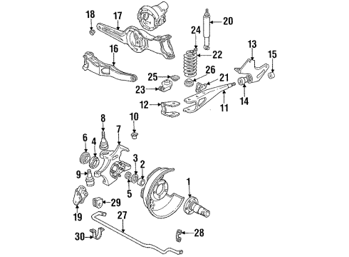 1992 Ford F-150 Front Suspension Components, Stabilizer Bar & Components Shock Lower Bracket Diagram for EOTZ-18126-A