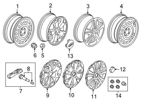 2022 Ford Transit Connect Wheels Wheel Cover Diagram for DT1Z-1130-C
