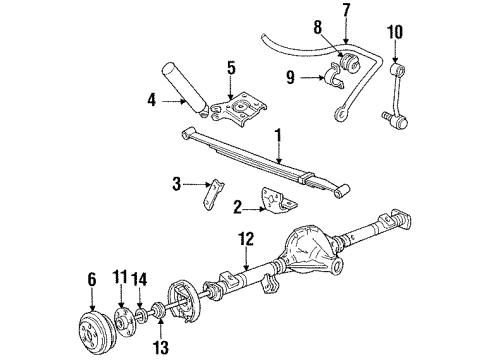 1991 Ford Explorer Rear Suspension Components, Axle Housing, Stabilizer Bar & Components Leaf Spring Diagram for F1TZ-5560-A