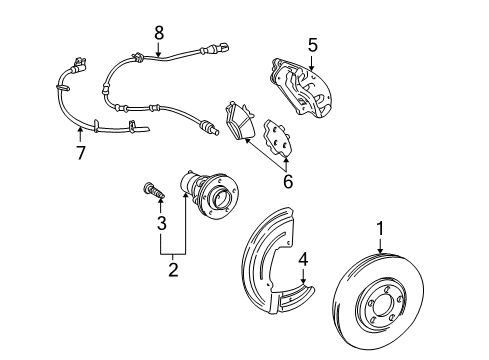 2006 Lincoln LS Brake Components Brake Hose Diagram for 6W4Z-2078-BA